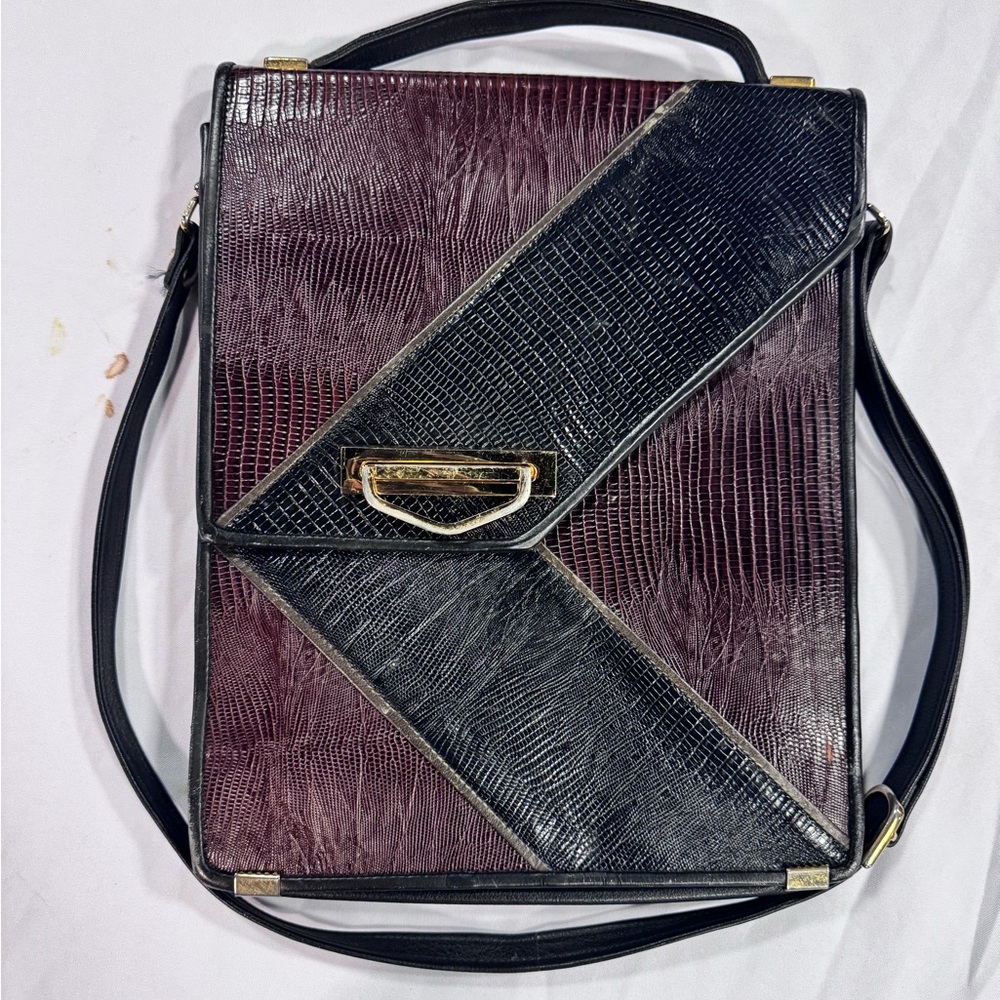 Elegant Black and Brown Crossbody Bag by Roche Leather Company